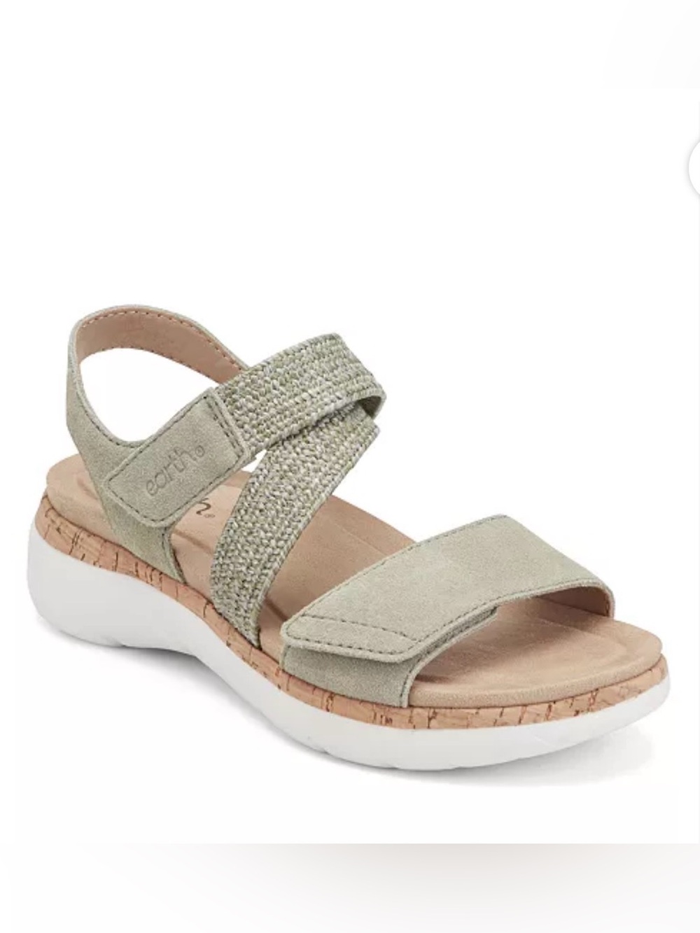 Earth Women's Reston Strappy Low Wedge Sandals size 5 olive